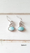 Load image into Gallery viewer, Oval Larimar Earrings with 925 Sterling Silver Swirl Design

