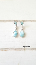 Load image into Gallery viewer, Teardrop Cz and Larimar Earrings
