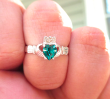 Load image into Gallery viewer, Birthstone Claddagh Ring