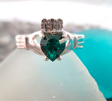 Load image into Gallery viewer, Birthstone Claddagh Ring