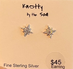 Silver starburst cz studs