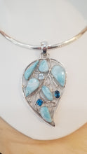Load image into Gallery viewer, Larimar &amp; Topaz Leaf pendant

