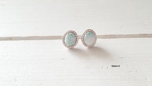 Cz Halo Larimar studs