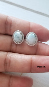 Cz Halo Larimar studs