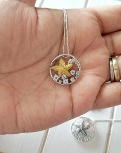 Knobby Starfish Pendant with Blue Topaz