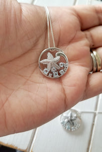 Knobby Starfish Pendant with Blue Topaz