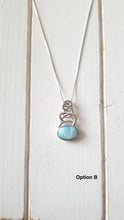 Load image into Gallery viewer, Oval Larimar Necklace with 925 Sterling Silver Swirl Design
