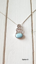 Load image into Gallery viewer, Oval Larimar Necklace with 925 Sterling Silver Swirl Design
