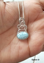 Load image into Gallery viewer, Oval Larimar Necklace with 925 Sterling Silver Swirl Design
