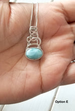 Load image into Gallery viewer, Oval Larimar Necklace with 925 Sterling Silver Swirl Design
