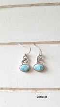Load image into Gallery viewer, Oval Larimar Earrings with 925 Sterling Silver Swirl Design
