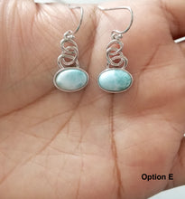 Load image into Gallery viewer, Oval Larimar Earrings with 925 Sterling Silver Swirl Design
