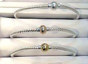 CC Braided Single Ball Bangle : Silver and Gold options
