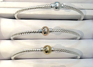 CC Braided Single Ball Bangle : Silver and Gold options