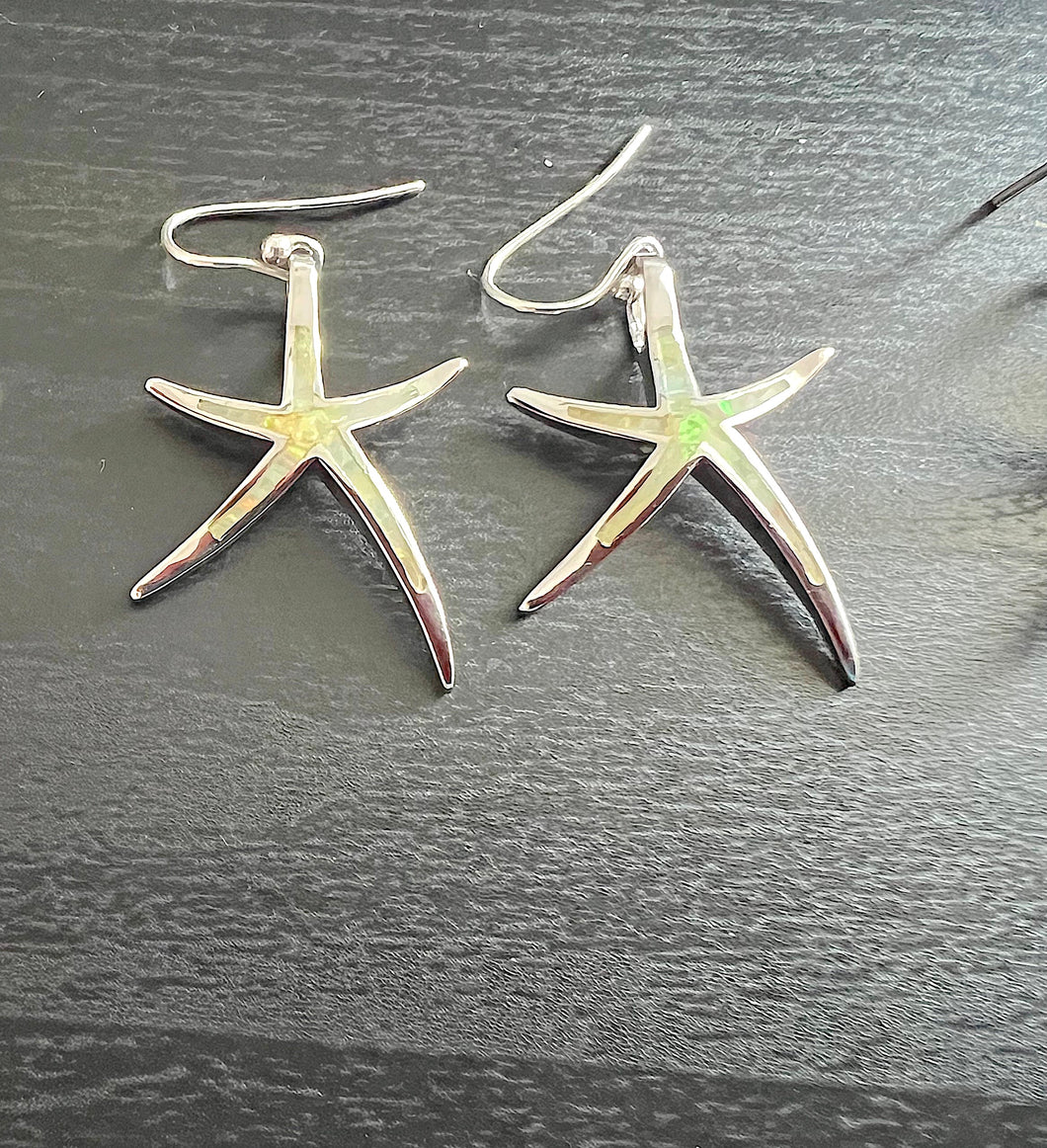 White Opal Starfish earrings (Large)