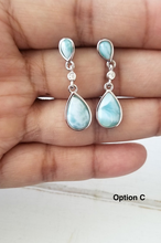 Load image into Gallery viewer, Teardrop Cz and Larimar Earrings
