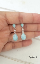 Load image into Gallery viewer, Teardrop Cz and Larimar Earrings

