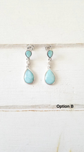 Load image into Gallery viewer, Teardrop Cz and Larimar Earrings
