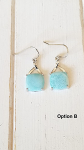 Dangling Square Larimar Earrings