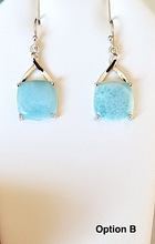 Load image into Gallery viewer, Dangling Square Larimar Earrings
