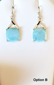 Dangling Square Larimar Earrings