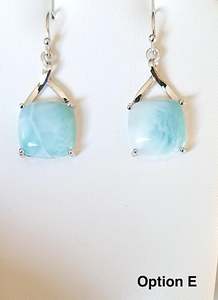 Dangling Square Larimar Earrings