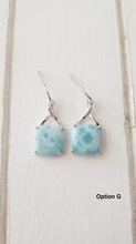 Load image into Gallery viewer, Dangling Square Larimar Earrings
