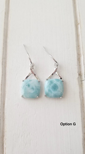 Dangling Square Larimar Earrings