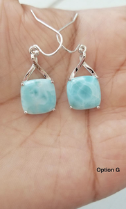 Dangling Square Larimar Earrings