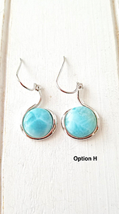 Round Larimar Dangling Earrings