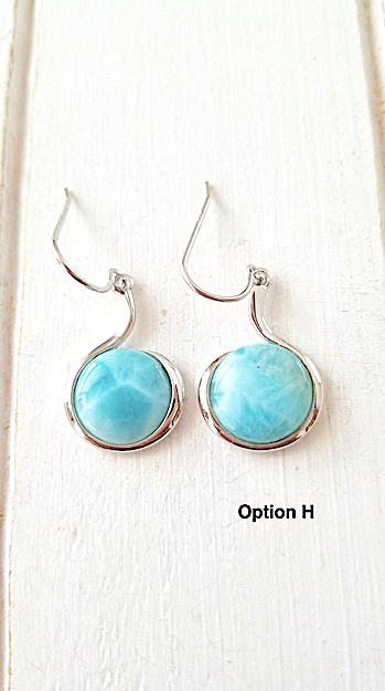 Round Larimar Dangling Earrings