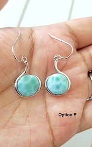 Round Larimar Dangling Earrings