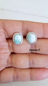 Cz Halo Larimar studs