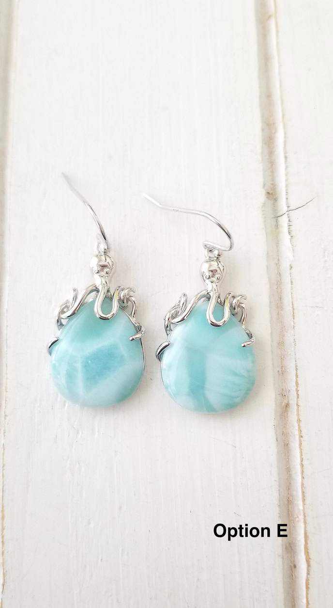 Larimar Octopus earrings