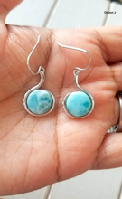 Load image into Gallery viewer, Round Larimar Dangling Earrings
