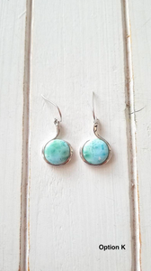 Round Larimar Dangling Earrings