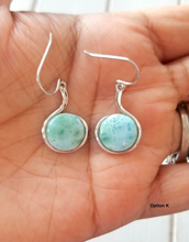 Load image into Gallery viewer, Round Larimar Dangling Earrings

