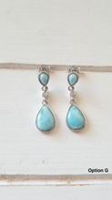 Load image into Gallery viewer, Teardrop Cz and Larimar Earrings
