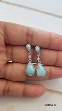 Load image into Gallery viewer, Teardrop Cz and Larimar Earrings
