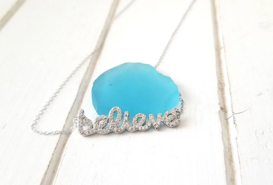 Believe necklace w. Cz's