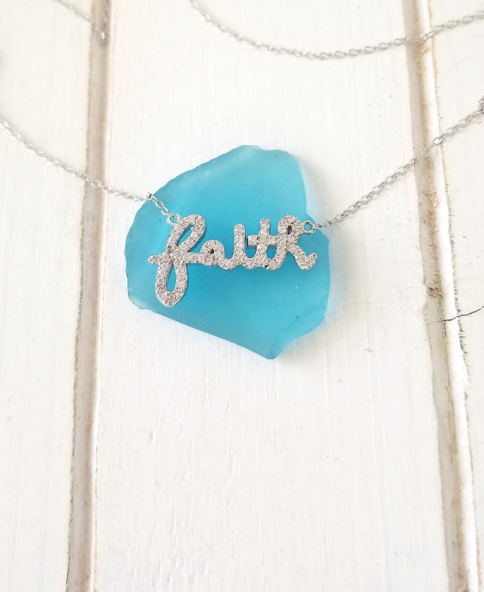 Faith necklace w. Cz's