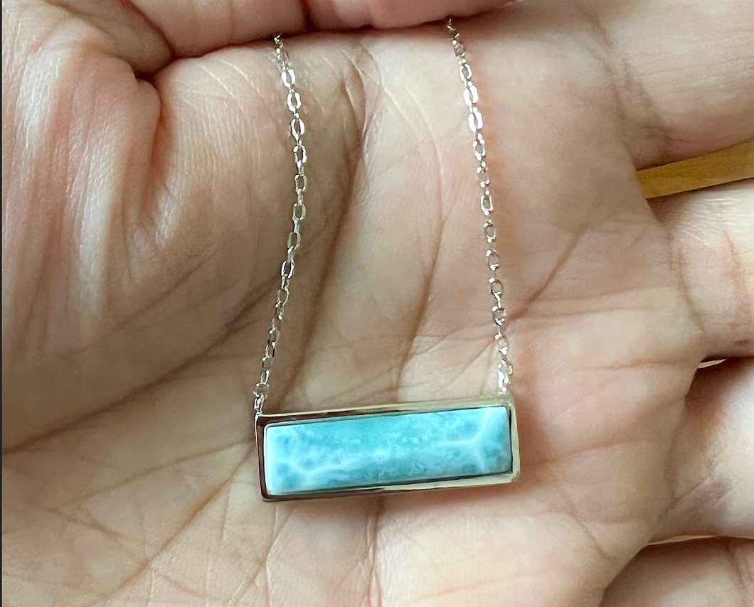 Larimar Bar necklace - 925 Sterling Silver